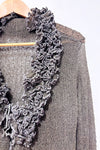 Cardigan vert en maille à nouer seconde main - Zen Den- La Penderie du Paradis