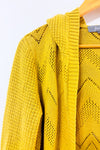 Cardigan ouvert jaune à capuchon en maille ajourée seconde main - Marled- La Penderie du Paradis