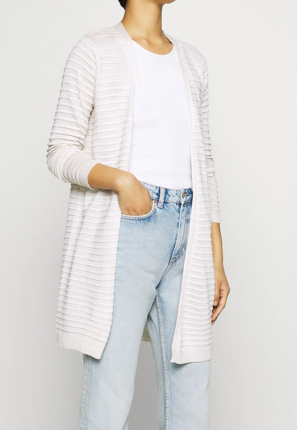 Cardigan ouvert crème texturé mi-long seconde main - Soyaconcept- La Penderie du Paradis