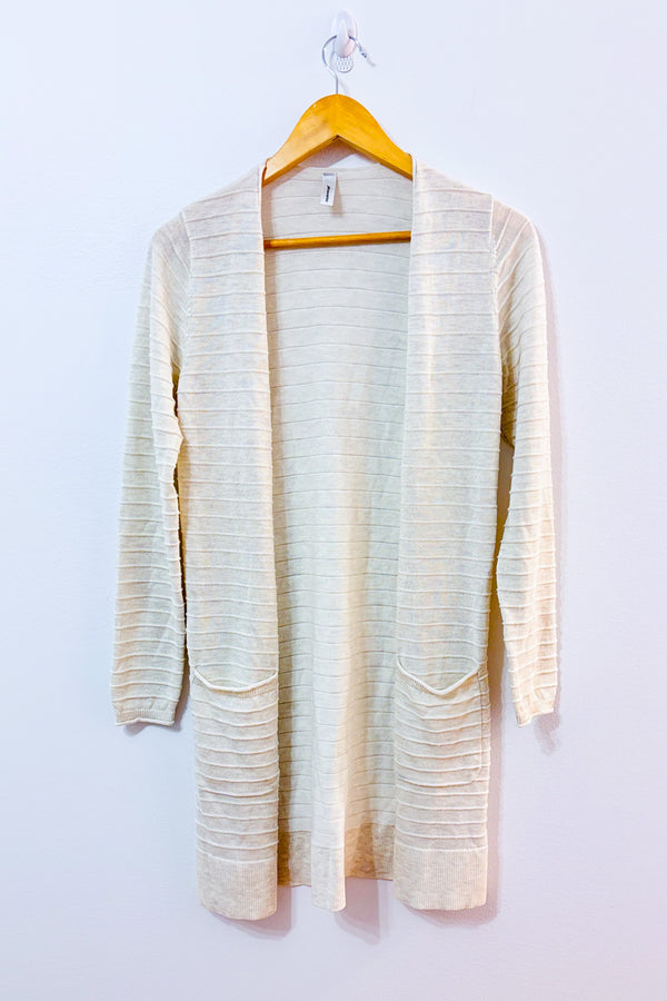 Cardigan ouvert crème texturé mi-long seconde main - Soyaconcept- La Penderie du Paradis