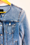 Veste en jean courte bleu pâle sans col* seconde main - Banana Republic- La Penderie du Paradis