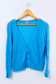 Cardigan en maille turquoise à boutons