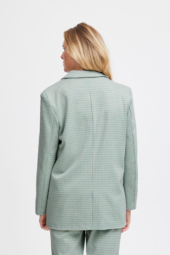 Veston oversized vert menthe à carreaux* seconde main - ICHI- La Penderie du Paradis