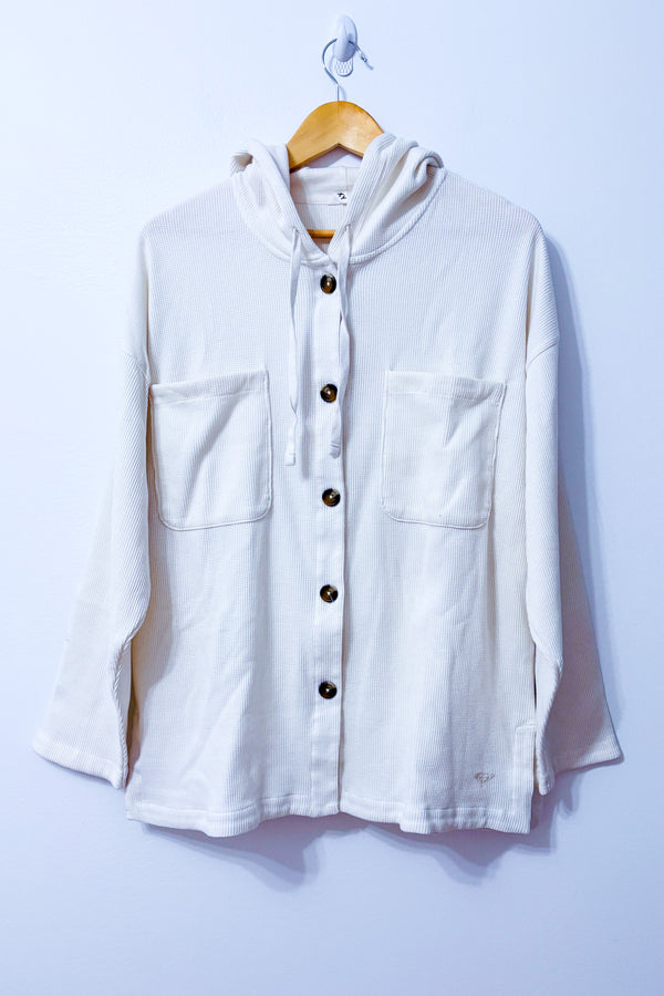Cardigan gaufré blanc cassé à capuchon* seconde main - Roxy- La Penderie du Paradis