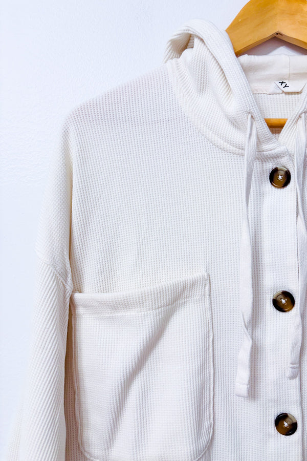 Cardigan gaufré blanc cassé à capuchon* seconde main - Roxy- La Penderie du Paradis