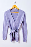 Cardigan lilas en coton avec ceinture seconde main - Tommy Hilfiger- La Penderie du Paradis
