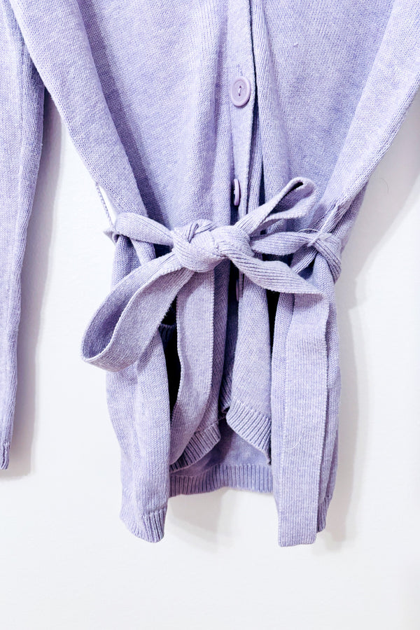 Cardigan lilas en coton avec ceinture seconde main - Tommy Hilfiger- La Penderie du Paradis