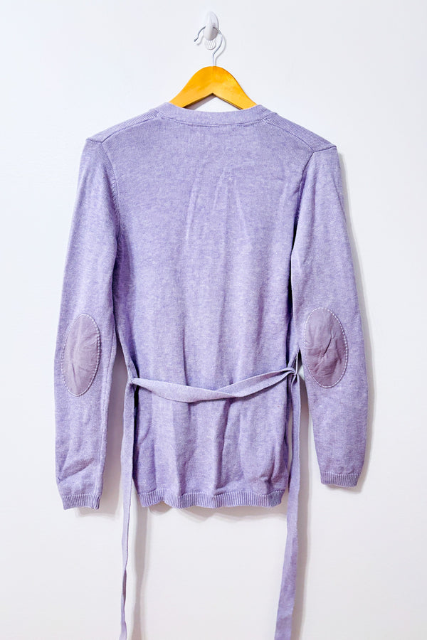 Cardigan lilas en coton avec ceinture seconde main - Tommy Hilfiger- La Penderie du Paradis