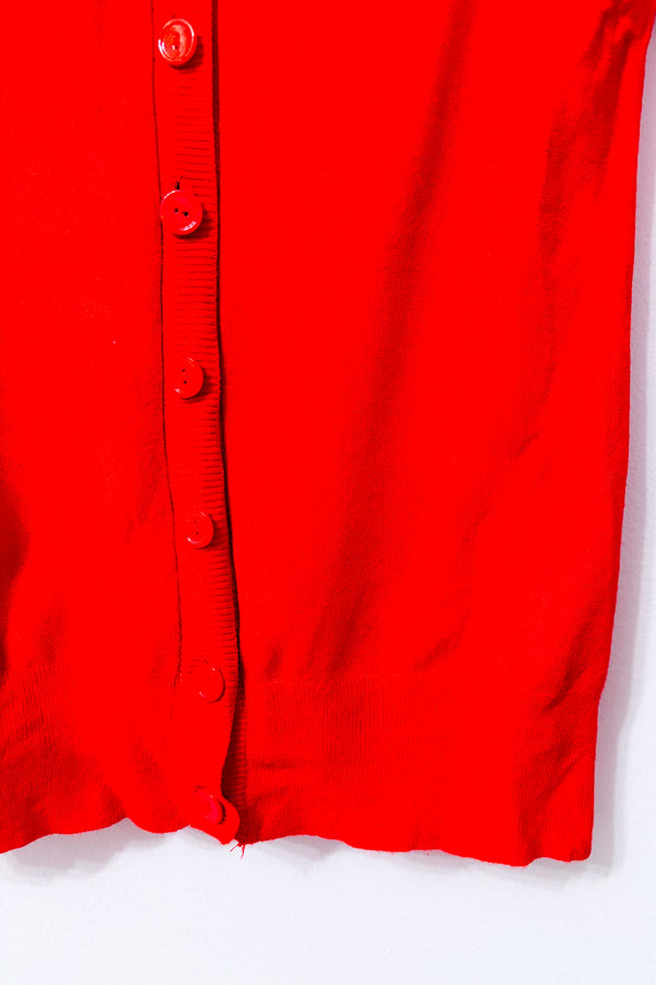 Cardigan long rouge à pierres noires seconde main - Bedo- La Penderie du Paradis
