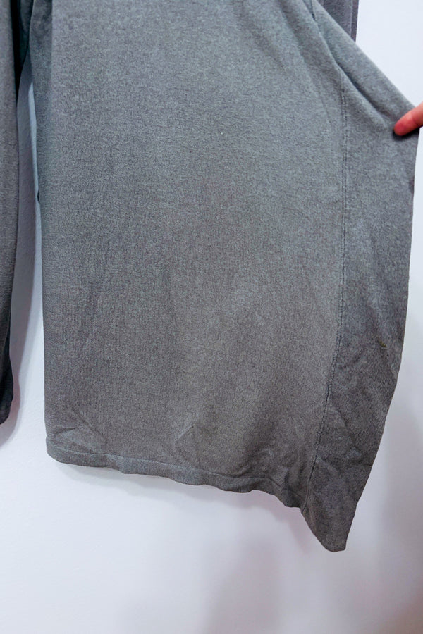 Cardigan gris ouvert à pans drapés seconde main - Bedo- La Penderie du Paradis