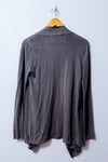 Cardigan gris ouvert à pans drapés seconde main - Bedo- La Penderie du Paradis