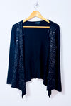 Cardigan ouvert noir Soaked In Luxury avec bordures à paillettes et pans drapés