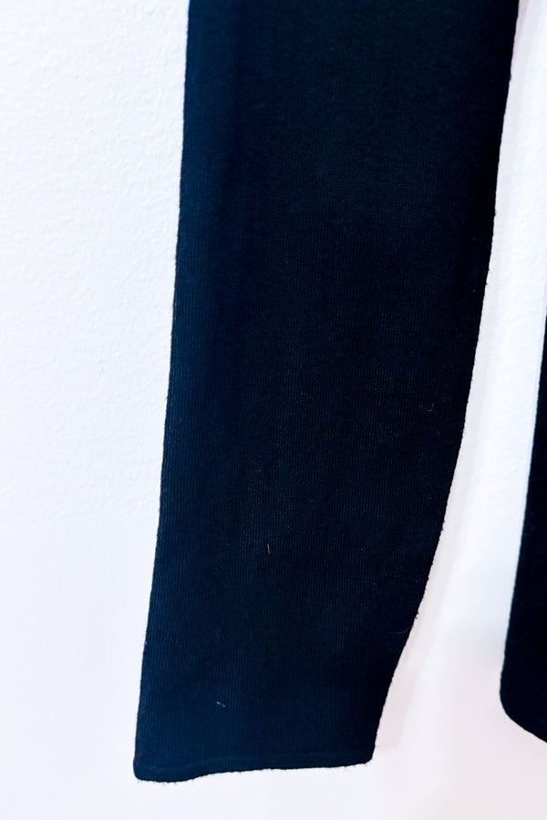 Cardigan noir ouvert à bordures de paillettes* seconde main - Soaked In Luxury- La Penderie du Paradis