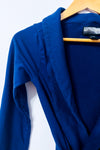Cardigan bleu à col châle à nouer seconde main - Kitchen Orange- La Penderie du Paradis