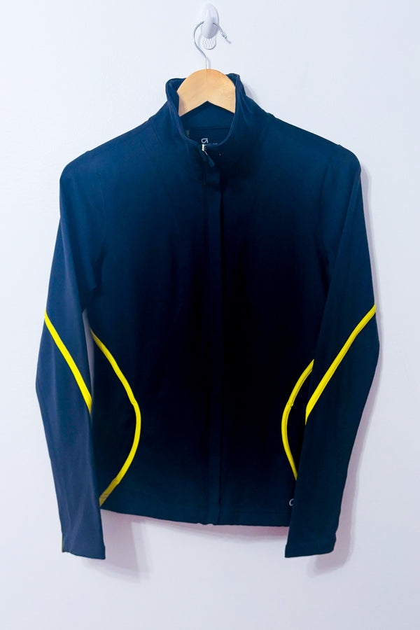 Veste de sport GAP marine à col montant et bandes jaunes