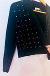 Cardigan court noir en laine à pierres* seconde main - Calvin Klein- La Penderie du Paradis