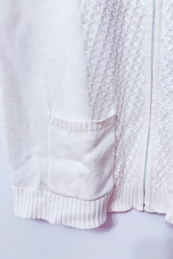 Veste en tricot blanche sans manches zippée seconde main - Moffi- La Penderie du Paradis
