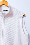 Veste en tricot blanche sans manches zippée seconde main - Moffi- La Penderie du Paradis