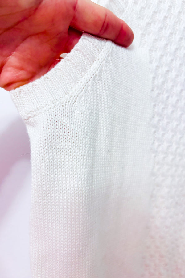 Veste en tricot blanche sans manches zippée seconde main - Moffi- La Penderie du Paradis