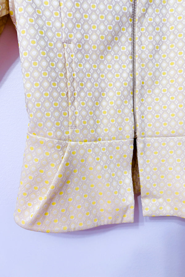 Veston structuré crème et jaune à motif géométrique* seconde main - Patrizia Pepe- La Penderie du Paradis