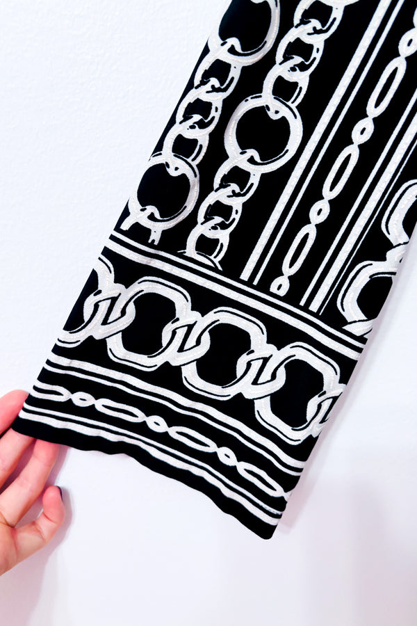 Cardigan long ouvert noir et blanc à imprimé chaînes* seconde main - Joseph Ribkoff- La Penderie du Paradis