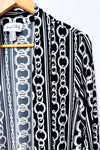 Cardigan long ouvert noir et blanc à imprimé chaînes* seconde main - Joseph Ribkoff- La Penderie du Paradis
