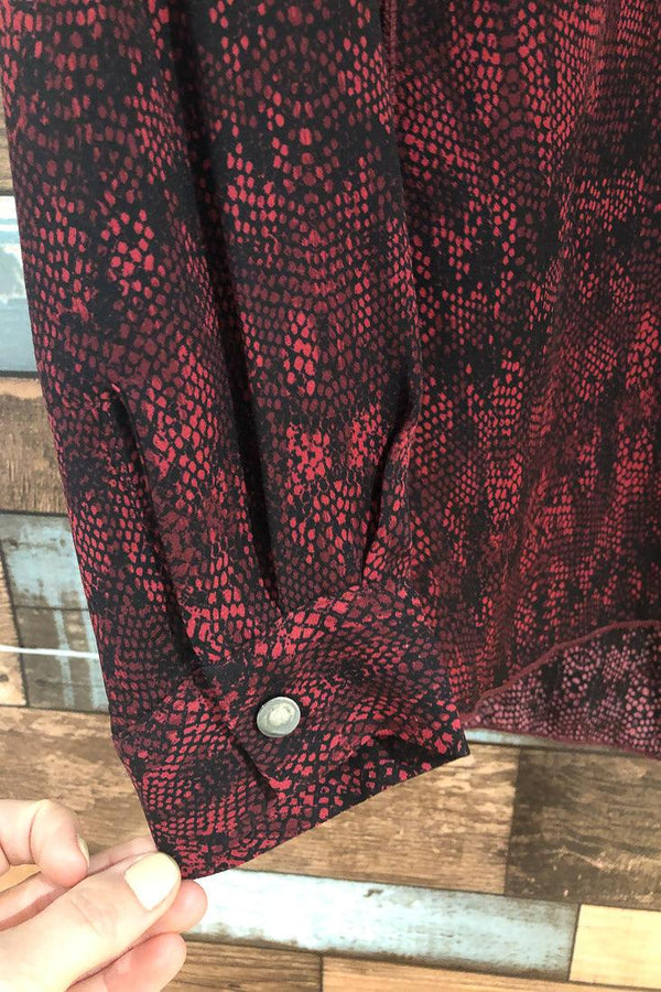 Blouse fluide rouge motif serpent (s) seconde main Le Château 
