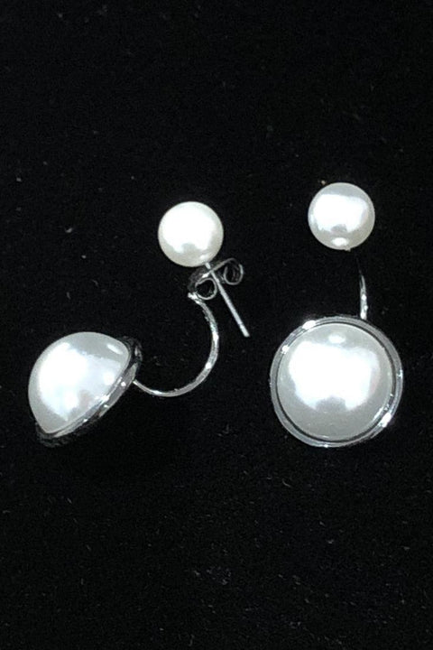 Boucles d'oreilles perle avec contour argent seconde main Autres   