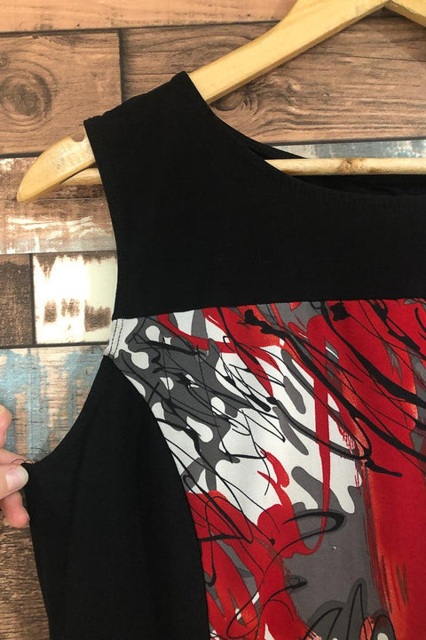 Camisole noir motif rouge (l) seconde main Laura Petite   