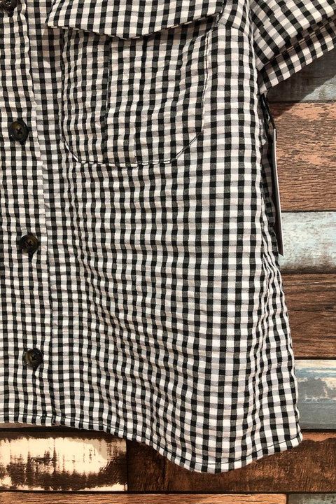 Chemise courte à carreaux blanche et noire (s) seconde main Dex   