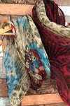 Foulard rouge et bleu motif animal seconde main Di Firenze 