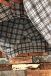 Jupe-short imperméable bleue et brune à carreaux (l) seconde main Lolë 