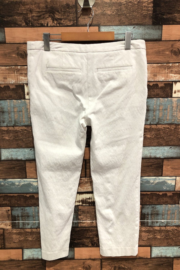 Pantalon extensible blanc texturé (m) seconde main Mario Serrani 