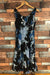 Robe noire fleurie bleue (m) - Jessica - Friperie en ligne