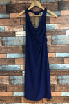 Robe indigo avec dos ouvert et paillettes or (m) seconde main Poet 