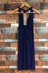 Robe indigo avec dos ouvert et paillettes or (m) seconde main Poet 