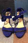 Sandales bleues en suède talon haut (6.5) seconde main Forever21 