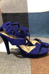 Sandales bleues en suède talon haut (6.5) seconde main Forever21 