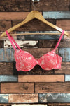 Soutien-gorge rose motifs feuilles (38B) seconde main Autres 