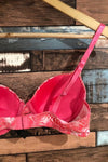 Soutien-gorge rose motifs feuilles (38B) seconde main Autres 