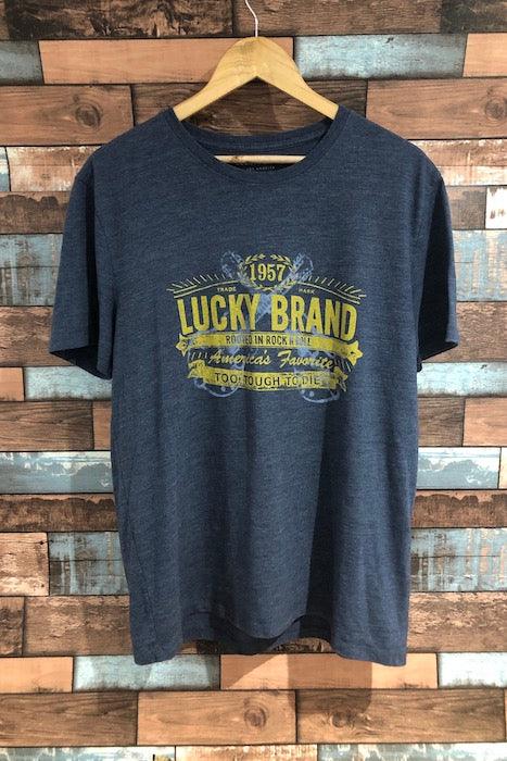T-shirt gris logo jaune (l) - Homme seconde main Lucky Brand   