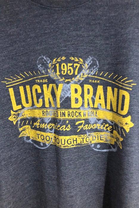 T-shirt gris logo jaune (l) - Homme seconde main Lucky Brand   