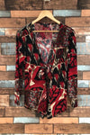 Veste ouverte rouge motif animal (m) seconde main Studio Mode 